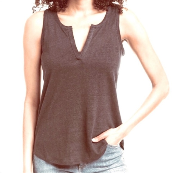 Vince Tops - Vince Split Neck Linen Tank Size XS